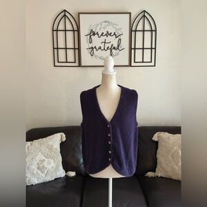 Vintage Jennifer Moore Deep Purple Button Up Vest Size L Retro Streetwear